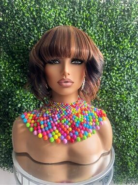 Colorful Beaded Statement Bib Necklace